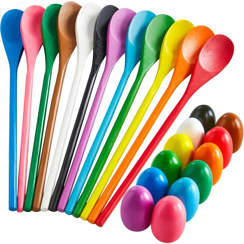 24 PCS Easter Egg and Spoon Ra - Party Games Easter For Family recension och pris