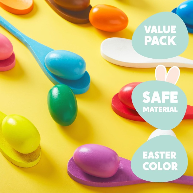 24 PCS Easter Egg and Spoon Ra - Party Games Easter For Family recension och pris